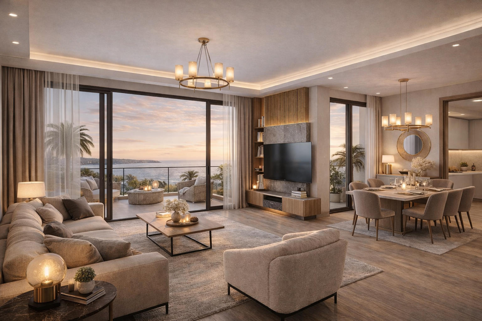 coastal sunset living room ambiance (1)